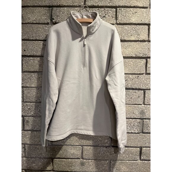Alo Quarter-Zip Pullover Sweatshirt WomenS M Light Gray Cotton Blend Soft & Cozy - Picture 1 of 11